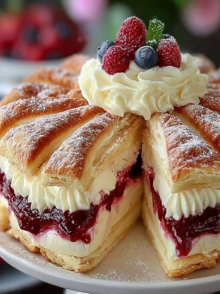 Puff Pastry Cream and Jam Cake (Mille-Feuille Inspired)